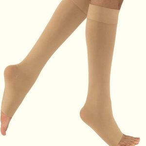 🔥👀🔥 JOBST 115071 Opaque Knee High Comp Stockings, Open Toe, Lg Petite, Nat